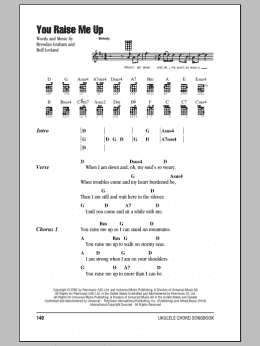 page one of You Raise Me Up (Ukulele Chords/Lyrics)