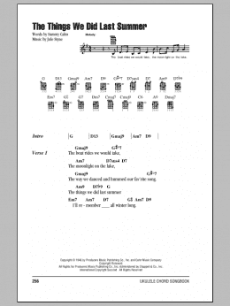 page one of The Things We Did Last Summer (Ukulele Chords/Lyrics)