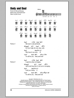 page one of Body And Soul (Ukulele Chords/Lyrics)