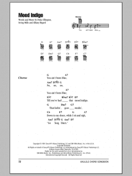 page one of Mood Indigo (Ukulele Chords/Lyrics)