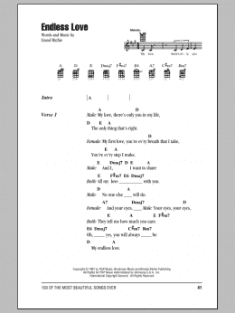 page one of Endless Love (Ukulele Chords/Lyrics)