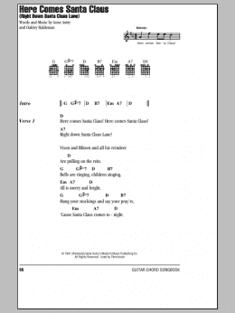 page one of Here Comes Santa Claus (Right Down Santa Claus Lane) (Guitar Chords/Lyrics)