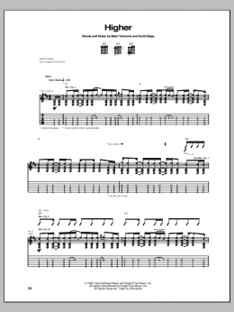 page one of Higher (Guitar Tab)