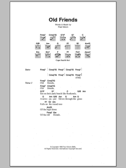 page one of Old Friends (Guitar Chords/Lyrics)