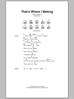 page one of That's Where I Belong (Guitar Chords/Lyrics)