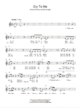 page one of Cry To Me (Lead Sheet / Fake Book)