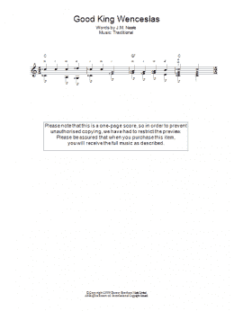 page one of Good King Wenceslas (Easy Guitar)