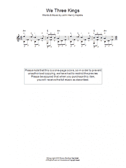 page one of We Three Kings Of Orient Are (Easy Guitar)