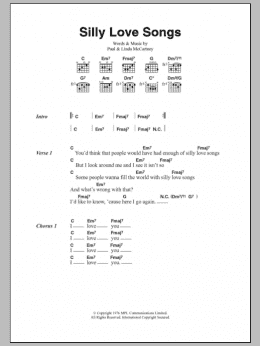 page one of Silly Love Songs (Guitar Chords/Lyrics)