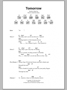 page one of Tomorrow (Guitar Chords/Lyrics)