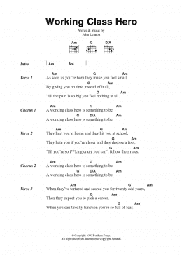 page one of Working Class Hero (Guitar Chords/Lyrics)