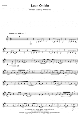 page one of Lean On Me (Clarinet Solo)