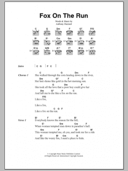 page one of Fox On The Run (Guitar Chords/Lyrics)