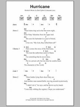 page one of Hurricane (Guitar Chords/Lyrics)