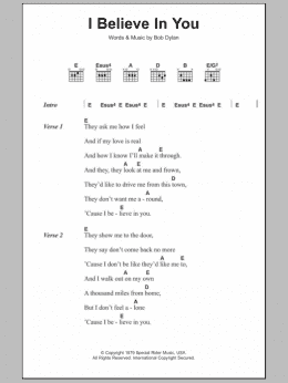 page one of I Believe In You (Guitar Chords/Lyrics)