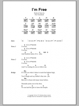 page one of I'm Free (Guitar Chords/Lyrics)