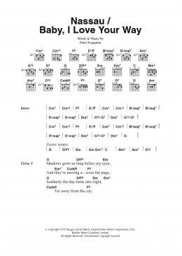 page one of Baby, I Love Your Way (Guitar Chords/Lyrics)