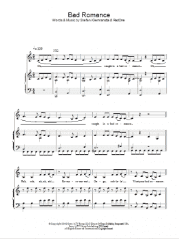 page one of Bad Romance (Piano, Vocal & Guitar Chords (Right-Hand Melody))