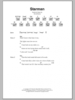 page one of Starman (Guitar Chords/Lyrics)