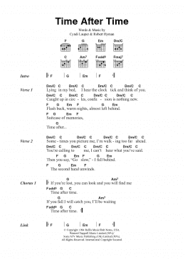 page one of Time After Time (Guitar Chords/Lyrics)