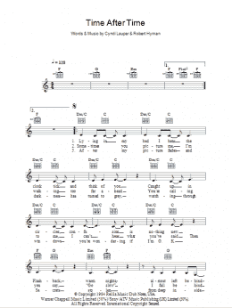 page one of Time After Time (Lead Sheet / Fake Book)