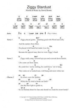 page one of Ziggy Stardust (Guitar Chords/Lyrics)