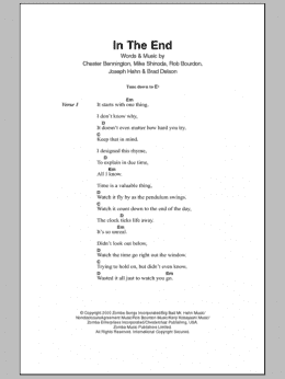 page one of In The End (Guitar Chords/Lyrics)