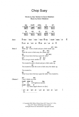 page one of Chop Suey! (Guitar Chords/Lyrics)