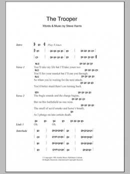 page one of The Trooper (Guitar Chords/Lyrics)