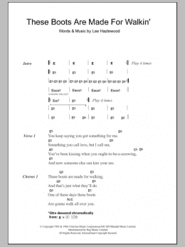 page one of These Boots Are Made For Walking (Guitar Chords/Lyrics)