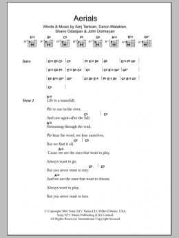 page one of Aerials (Guitar Chords/Lyrics)