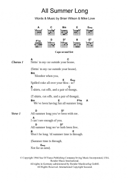 page one of All Summer Long (Guitar Chords/Lyrics)