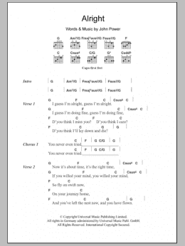 page one of Alright (Guitar Chords/Lyrics)