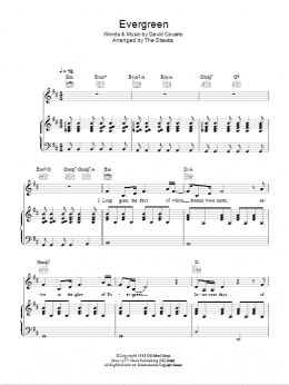 page one of Evergreen (Piano, Vocal & Guitar Chords)