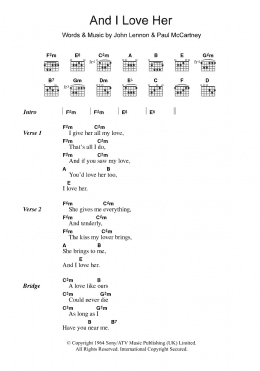 page one of And I Love Her (Guitar Chords/Lyrics)