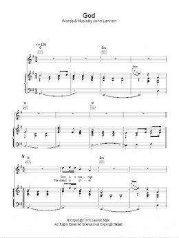 page one of God (Piano, Vocal & Guitar Chords)