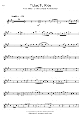 page one of Ticket To Ride (Flute Solo)