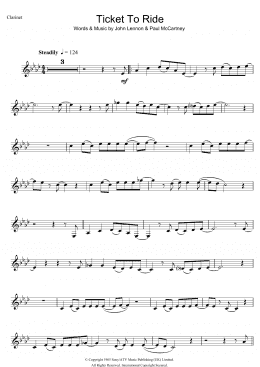 page one of Ticket To Ride (Clarinet Solo)