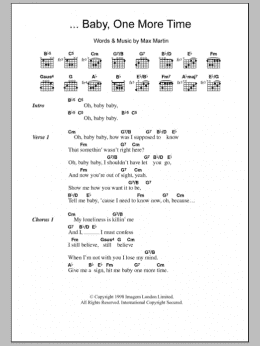 page one of ...Baby One More Time (Guitar Chords/Lyrics)