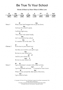 page one of Be True To Your School (Guitar Chords/Lyrics)