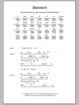 page one of Blackbird (Guitar Chords/Lyrics)