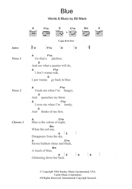 page one of Blue (Guitar Chords/Lyrics)