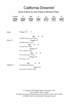 page one of California Dreamin' (Guitar Chords/Lyrics)