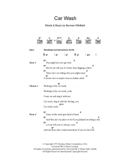 page one of Car Wash (Guitar Chords/Lyrics)