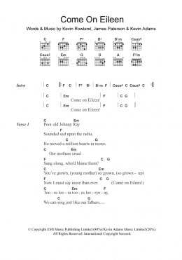 page one of Come On Eileen (Guitar Chords/Lyrics)