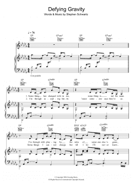 page one of Defying Gravity (from Wicked) (Piano, Vocal & Guitar Chords)