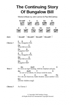 page one of The Continuing Story Of Bungalow Bill (Guitar Chords/Lyrics)