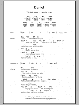 page one of Daniel (Guitar Chords/Lyrics)