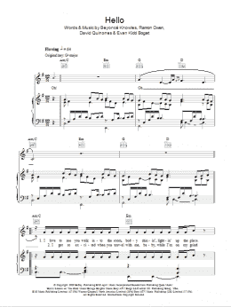 page one of Hello (Piano, Vocal & Guitar Chords)