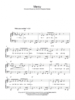 page one of Mercy (Easy Piano)